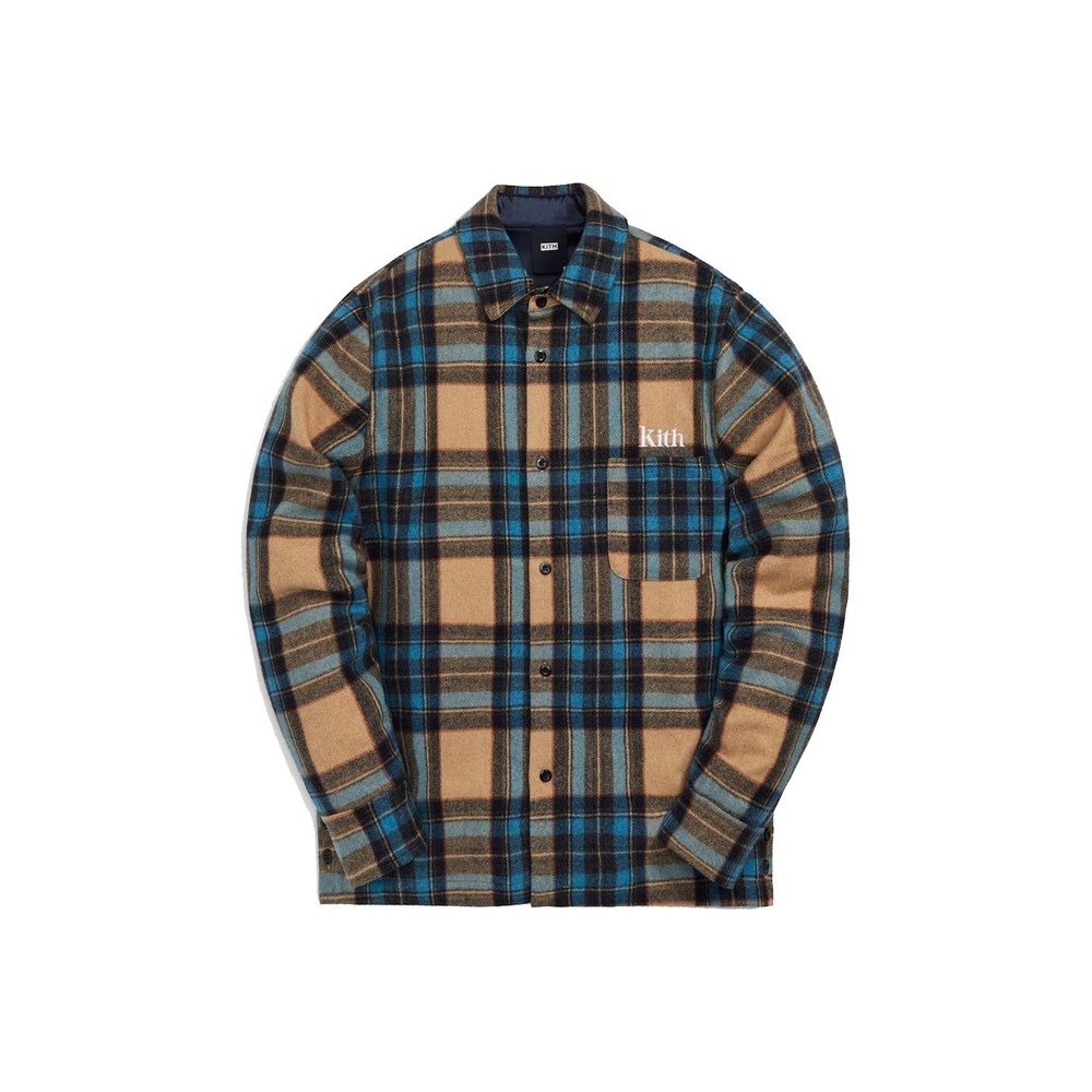 KITH Check Plaid Ginza Flannel In Voyage Shirt Jacket Sz XL Shacket Wool FW2021